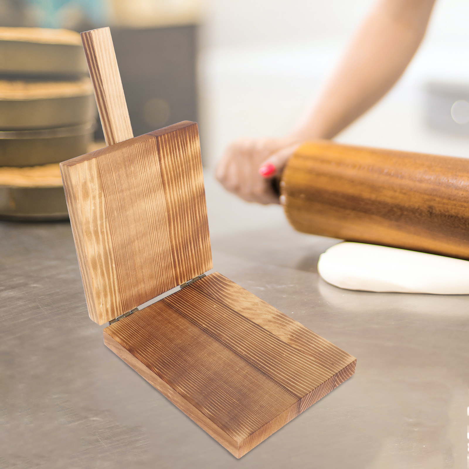 Dumpling Press Set - 木製餃子皮プレスツール1セット、食品グレードの生地プレッサー、自家製餃子皮やビスケット作り用キッチンツール