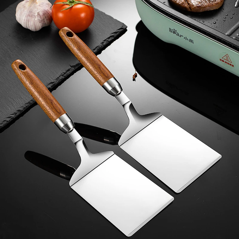 ステンレス鋼角頭ステーキ調理ヘラピザシャベルパンケーキビーフ - Okonomiyaki Spatula のレビューと価格