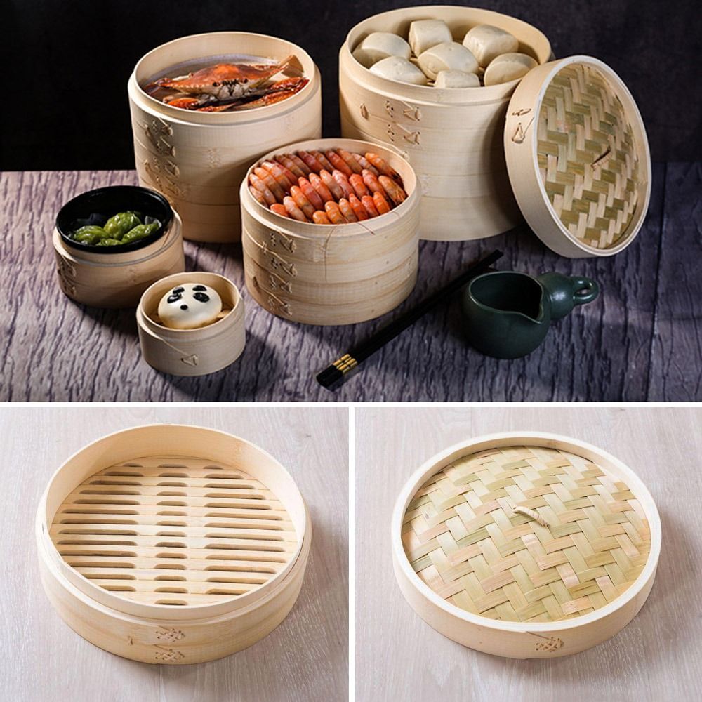 中華蒸し器 竹蒸し器 蓋付き点心蒸し器 餃子蒸し器 野菜蒸し - Bao Steamer Bamboo のレビューと価格