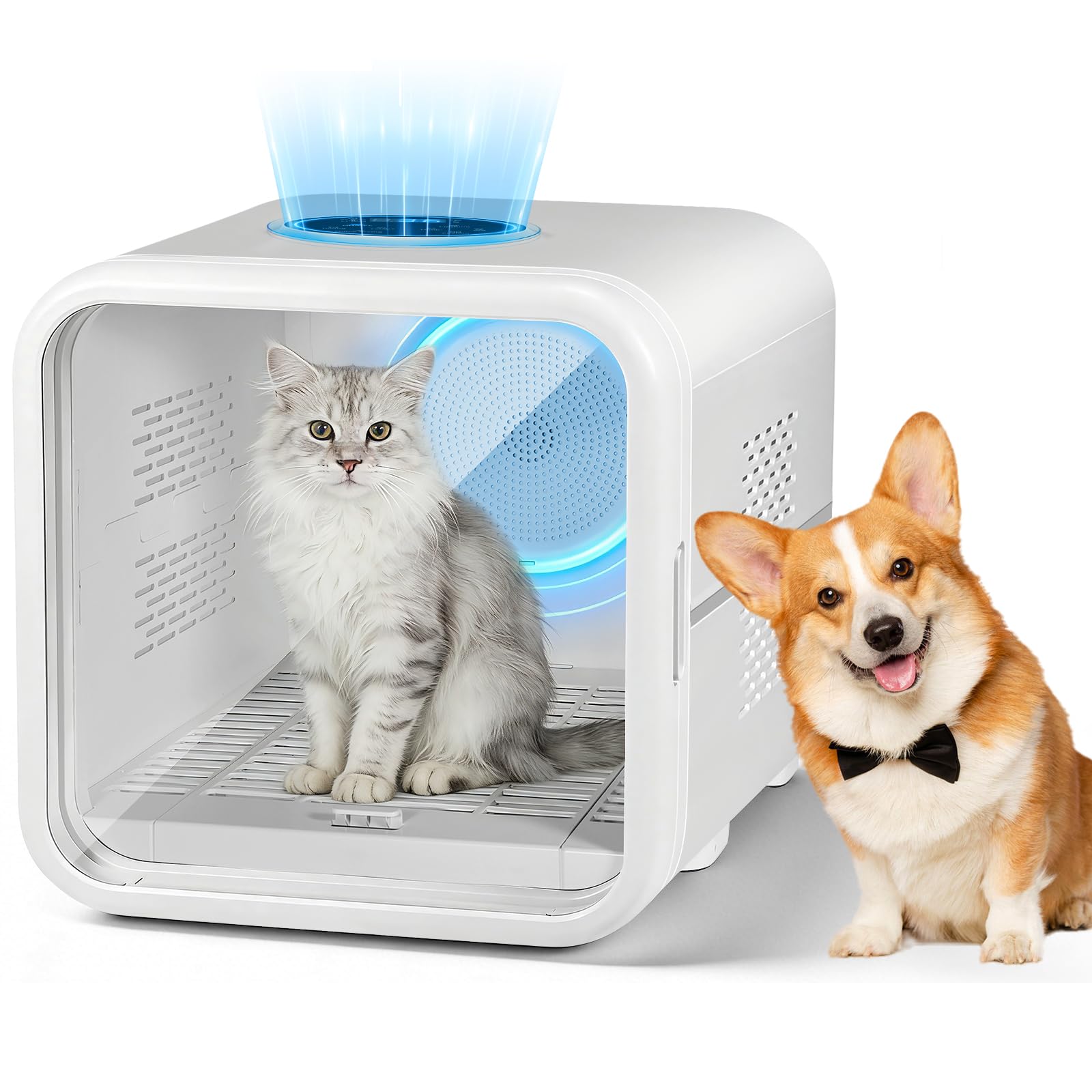 自動ペットヘアドライヤーボックス、猫や小型犬用の強力なモータ - Hot Dog Press のレビューと価格