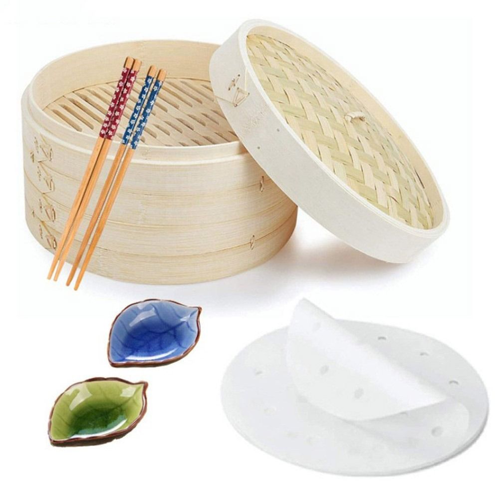 中華蒸し器 竹蒸し器 蓋付き点心蒸し器 餃子蒸し器 包み蒸し - Bao Steamer Bamboo のレビューと価格