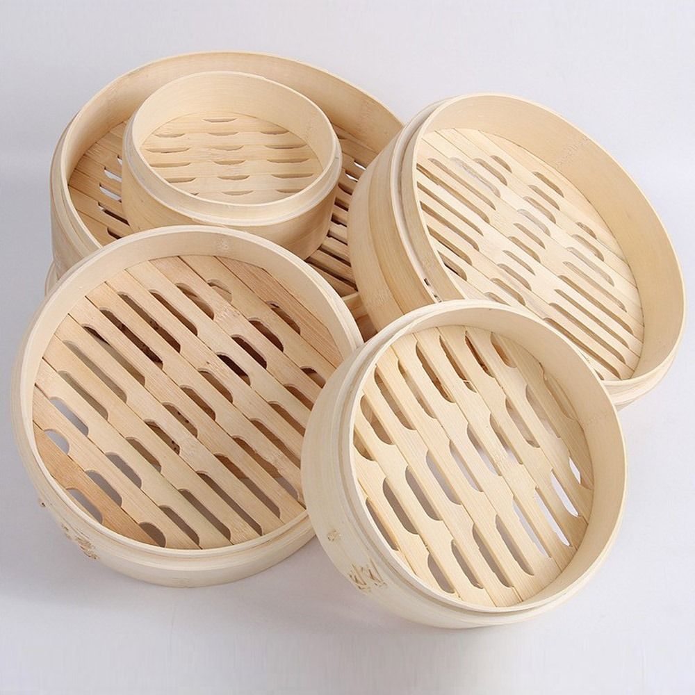 中国蒸し器 竹製蒸し器 蓋付き 肉まん、餃子、野菜、点心、ス - Bao Steamer Bamboo のレビューと価格