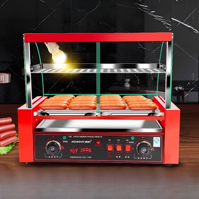 業務用7本焼きソーセージグリルマシン 1050W デュアル温 - Hot Dog Press のレビューと価格