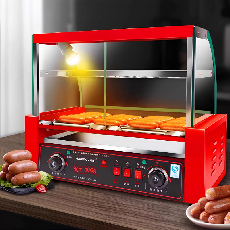 業務用7本焼きソーセージグリルマシン 1050W デュアル温 - Hot Dog Press のレビューと価格