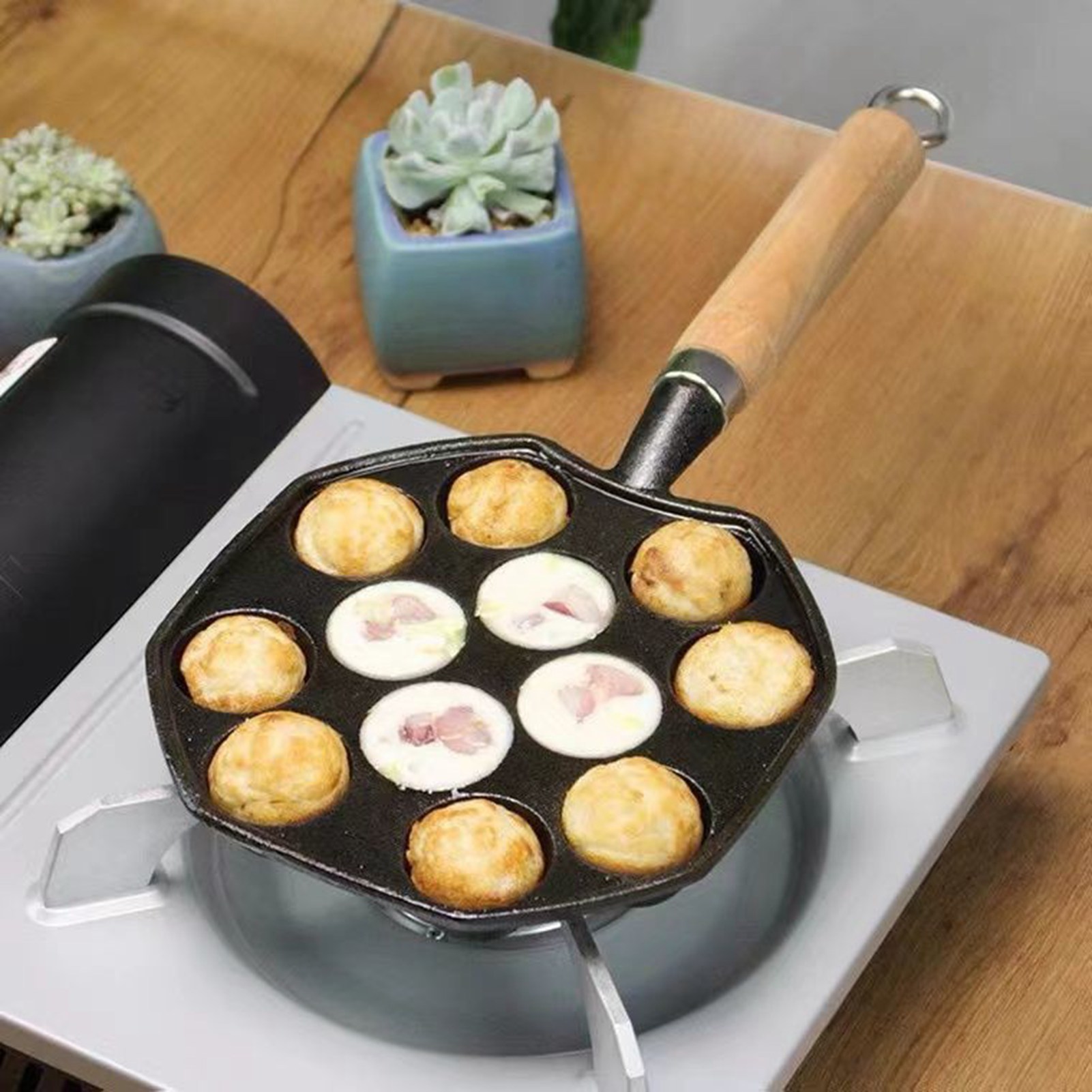 たこ焼きグリルパンお手入れ簡単鋳鉄タコミートボール型メーカー - Takoyaki Grill Plate のレビューと価格