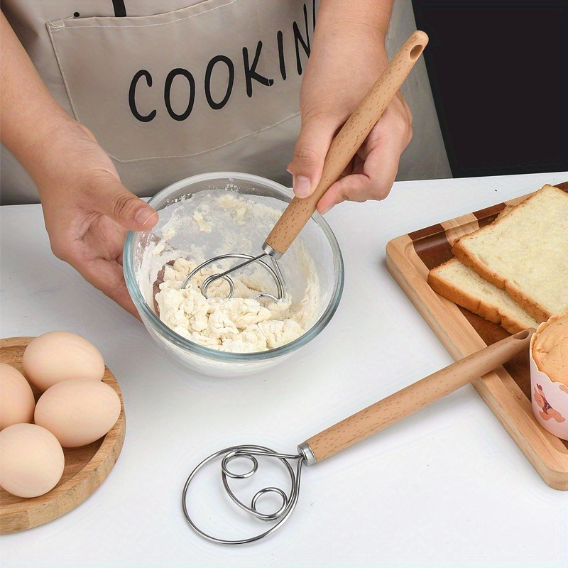 ステンレス製のデニッシュ生地泡立て器、木製ハンドル付き、パン - Danish Pancake Pan のレビューと価格