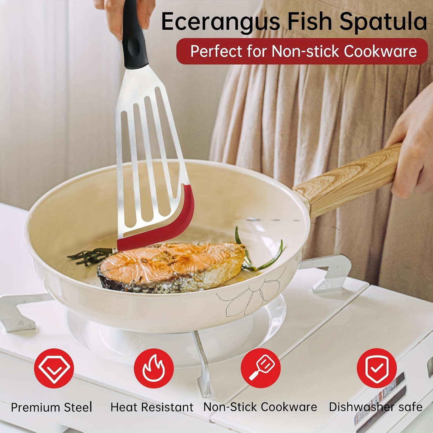 ステンレス鋼シリコン製スパチュラ、高温耐性のある魚料理用スパ - Okonomiyaki Spatula のレビューと価格