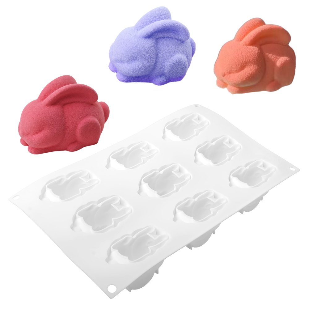 スクワットシッティングロングイヤードラビットデザイン9セルシ - Bunny Cake Mold のレビューと価格